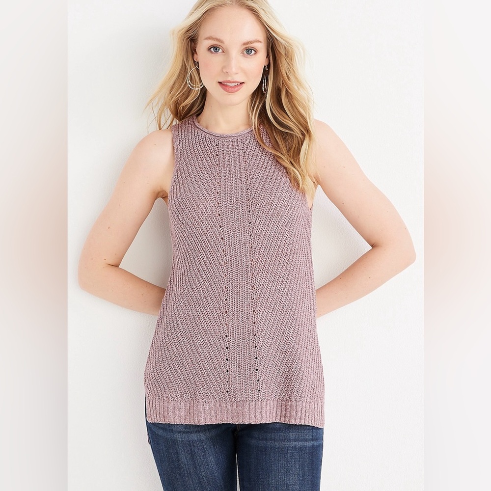 Maurices Solid High Neck Sweater Tank Top Size Large
